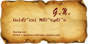 Gulácsi Mátyás névjegykártya